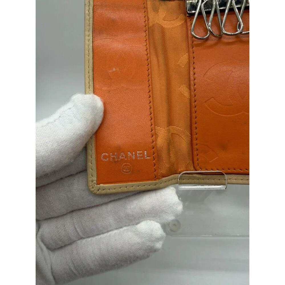 CHANEL Combon Line Leather 6 Ring Key Case Beige/139